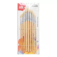 Kit Com 9 Pincéis Artísticos Yins Paper Aquarela Pintar