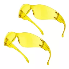 2 Peças Óculos Segurança Âmbar Lente Amarela - Visão Noturna