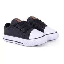 Zapatillas Stars Cordon Negro Ecocuero Talles Del 17 Al 26