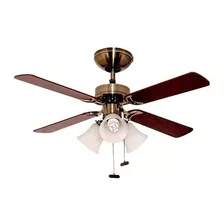 Ventilador De Techo Masterfan Oporto Satinado Con 4 Aspas Color Maple Y Chocolate De Mdf, 42 De Diámetro 127 v