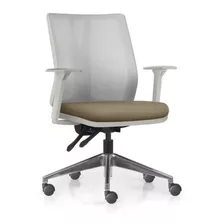Cadeira Addit Frisokar Tela Cinza Base Aluminio Bege E23