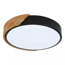 Luminaria Plafón De Techo Led Nórdico Madera Y Negro