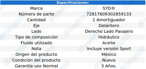 Amortiguador Hidrulico Del Derecho Santa Fe 13 Al 18 Syd Foto 2