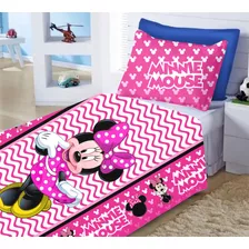 Lençol De Cama Minnie Rosa Estampado Cama Infantil Fronha 