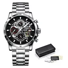 Reloj Elegante D Lujo Para Hombre Cronógrafo Lige 8977 Acero