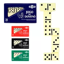 Jogo De Domino No Estojo Osso Branco 28 Peças - Grande Nº7