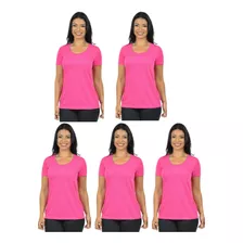 Kit 5 Blusas Longa Feminina Malha Fria Gola Redonda