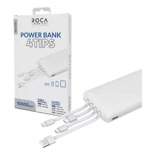 Power Bank Cargador Inalambrico Roca 10000mah 4 Salidas Color Blanco