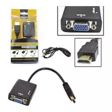 Hdmi Para Vga Com Áudio P2 Conversor Adaptador De Vídeo Novo