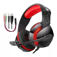 Auricular Gamer Ps4 Phoinikas H3 Gaming Pc Cel Play 4 Luces Color Rojo