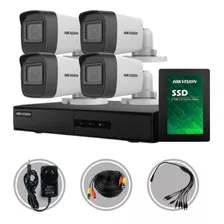 Kit Seguridad Hikvision Dvr 4ch + 4 Cámaras 2mp 1080p +disco