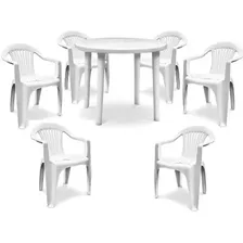 Mesa Mas 6 Sillas Juego Patio Jardín Barbacoa Pvc Plástico