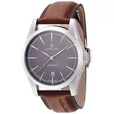 Reloj Casual Automatico De Acero Inoxidable Y Cuero Hamilton