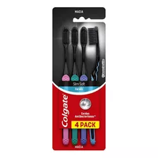 Kit De Escovas De Dentes Colgate Slim Soft Black Com 4 Unidades