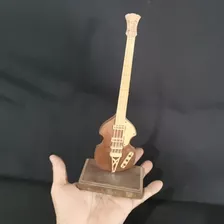 Miniatura Antiga Madeira Guitarra Pedestal 21x7x2,5cm Rara