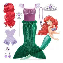 Traje De Sereia Ariel, Fantasia De Princesa E Acessórios