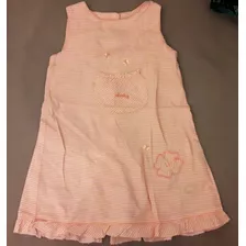 Vestido Cheeky Con Rayas Y Bordados Flores T.12-18m Beba