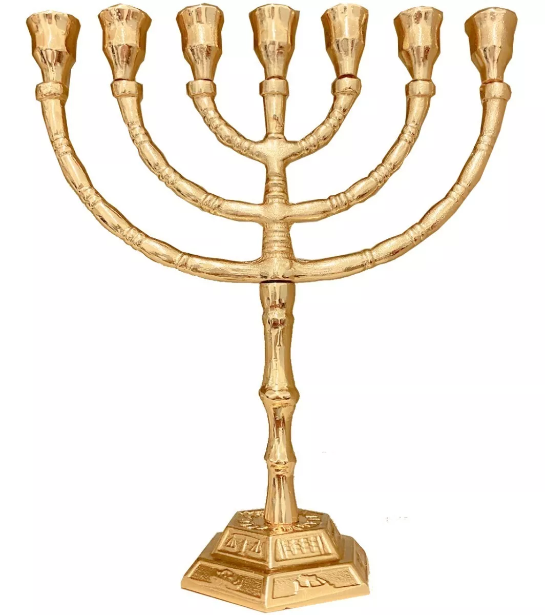 Candelabro Menorá Judaico Jerusalém Banhado - Envio Rápido