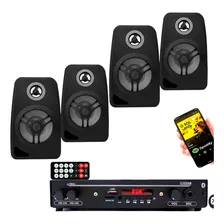 Receiver Rc1002bt Leson + 4 Caixas De Som Ambiente 70w Leson