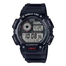 Relógio Casio Masculino Digital World Time Ae-1400wh-1avdf Cor Da Correia Preto Cor Do Bisel Preto