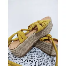 Sandalias Romanas Sarkany Con Plataforma De Yute Impecables