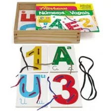 Alinhavo De Números E Vogais C/ 15 Placas - Jogos Educativos