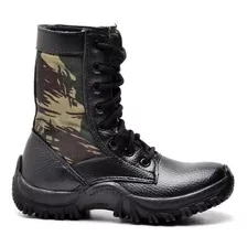 Botinha Infantil Coturno Militar Kids Preto Camuflado