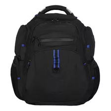 Mochila Para Laptop Masculina Epic 17' Usb Preta/azul, Cor Preta