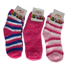 Kit Meia Infantil Felpuda Soft Inverno Com 3 Pares