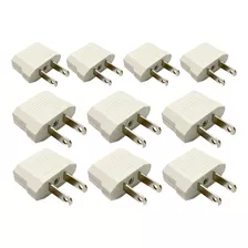 10x Adaptador Saida Pino Chato Tomada Eua Japão China Branco