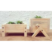 Maceta Macetero Plantas Madera Jardin Set De 2 Piezas