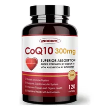 Zebora Coq10-300mg-softgels Con Pqq, Bioperine Y Omega-3, 12