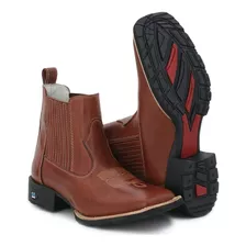 Bota Texana Masculina Bico Quadrado Cavalgada Couro.,