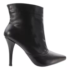 Bota Feminina Bico Fino Cano Curto Salto Alto Luxo Macia