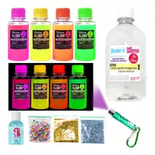 Mini Kit Para Fazer Slime Colas Neon + Luz Negra