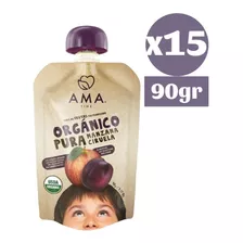 15x Ama Pure Fruta Manzana Ciruela Orgánico Papilla Compota