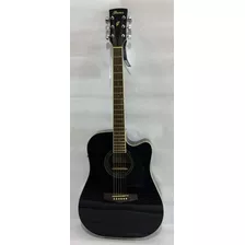 Guitarra Acústica Ibanez Pf15ece Para Diestros Black High Gloss Brillante