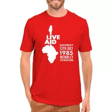 Camiseta Festival Live Aid - Camisa Vermelha 100% Algodão