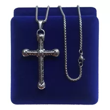 Oferta Corrente Cordão Aço Inox Masculino + Crucifixo Maciça