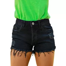 Shorts Jeans Hot Pants Feminino Desfiado Cintura Alta 