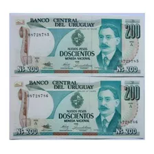 Tp Bcu 2correlativos De Rodo N$200 Año 1986 Sin Circular Unc