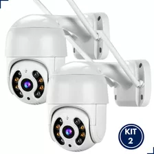 Kit 2 Câmera Ip Icsee Prova Dágua Infravermelho Externa Wifi Cor Branco