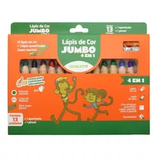 Lápis De Cor Jumbo 4 Em 1 Quadricolor 13 Cores Leo&leo Cor Da Marcação Colorido