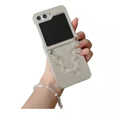 Funda Para Galaxy Z Flip 5 Espejo Brillo Cadena Pulsera