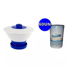 Kit Flutuador +60 Pastilhas Cloro Para Piscina Domclor