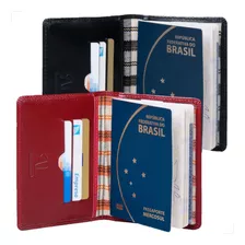 Kit Porta Passaportes Couro Legitimo Premium 2 Unidades