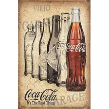 Cartel De Chapa Vintage Coca Cola Botellas - 30x40cm