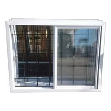 Ventana 100x90 Aluminio Blanco Vidrio Entero Con Reja