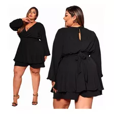 Macacao Plus Size Moda Roupas Plus Feminina Macaquinho 24h