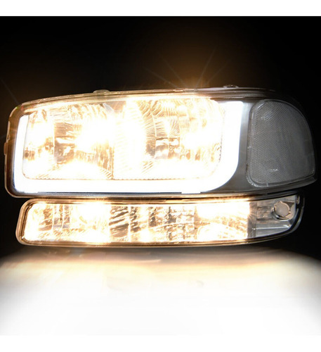 Led Drl Headlights + Bumper Lamp For 99-06 Gmc Sierra Pic S4 Foto 4